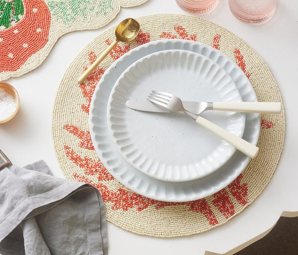 Alana Red Coral Round Placemat S/4, 15"Dia