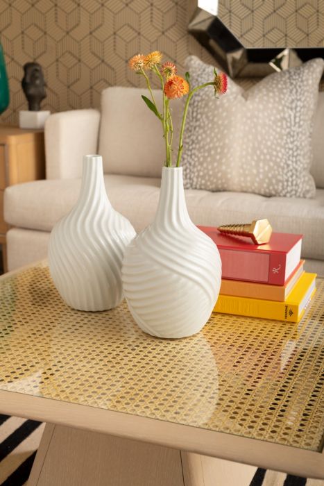 Dune Vase, Cool White, 7.5"Dia x 12.5"H
