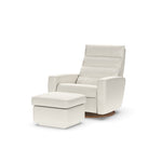 Lanier Leather Comfort Air Chair & Ottoman, Bison White/Walnut, 2 Sizes
