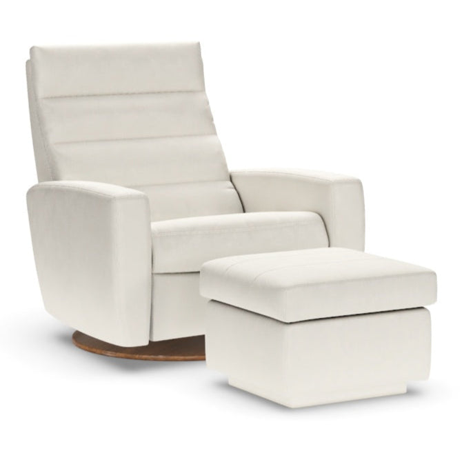 Lanier Leather Comfort Air Chair & Ottoman, Bison White/Walnut, 2 Sizes