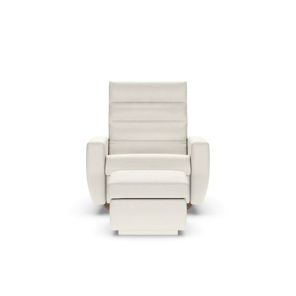Lanier Leather Comfort Air Chair & Ottoman, Bison White/Walnut, 2 Sizes