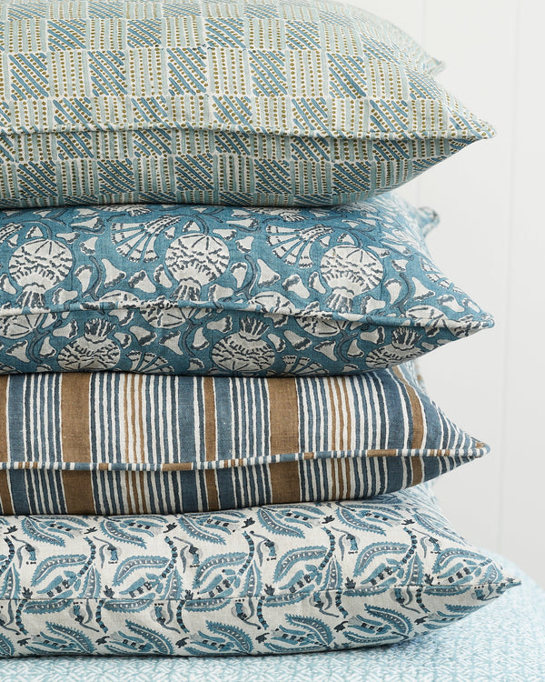 Broccato Mineral Linen Cushion, 22" x 22"