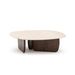 Eden Coffee Table,  Espresso Oak, Travertine, 47.2"Dia