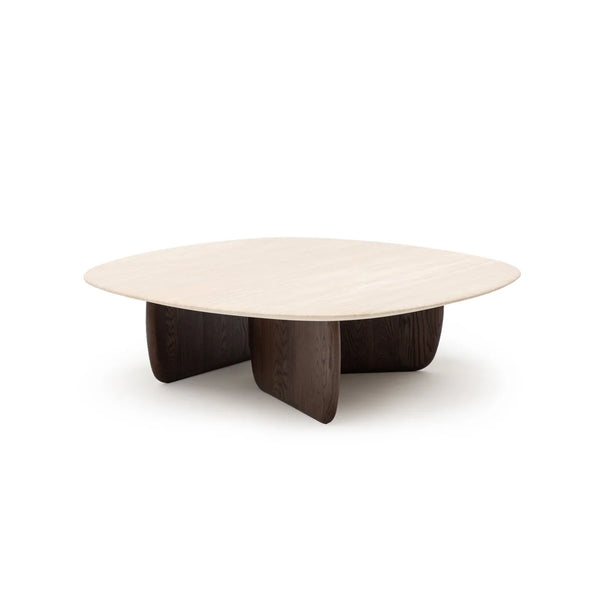 Eden Coffee Table,  Espresso Oak, Travertine, 47.2"Dia