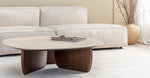 Eden Coffee Table,  Espresso Oak, Travertine, 47.2"Dia