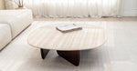 Eden Coffee Table,  Espresso Oak, Travertine, 47.2"Dia