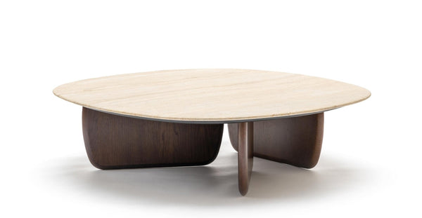 Eden Coffee Table,  Espresso Oak, Travertine, 47.2"Dia