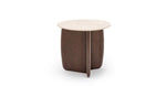 Eden Side Table, Espresso Oak, Travertine, 21.7" Dia × 19.7"H