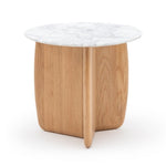 Eden Side Table, Light Oak, Marble, 21.7" Dia × 19.7"H