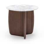 Eden Side Table,  Espresso Oak, Marble, 21.7" Dia × 19.7" H
