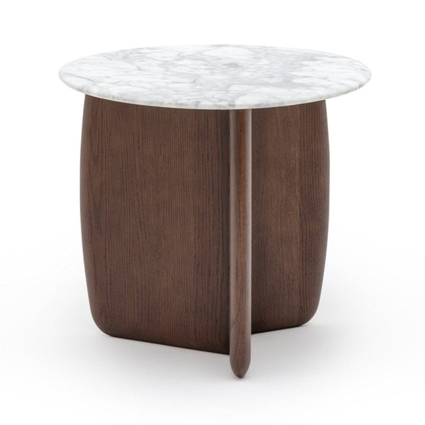 Eden Side Table,  Espresso Oak, Marble, 21.7" Dia × 19.7" H