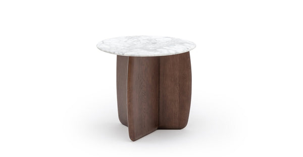 Eden Side Table,  Espresso Oak, Marble, 21.7" Dia × 19.7" H