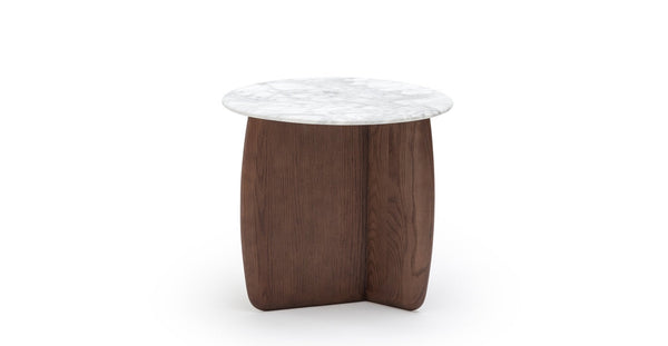 Eden Side Table,  Espresso Oak, Marble, 21.7" Dia × 19.7" H