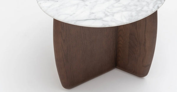 Eden Side Table,  Espresso Oak, Marble, 21.7" Dia × 19.7" H