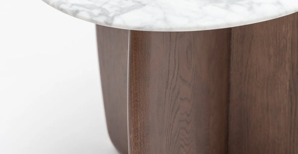 Eden Side Table,  Espresso Oak, Marble, 21.7" Dia × 19.7" H