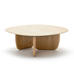 Eden Coffee Table, Light Oak, Travertine, 35.4"Dia × 13.8" H