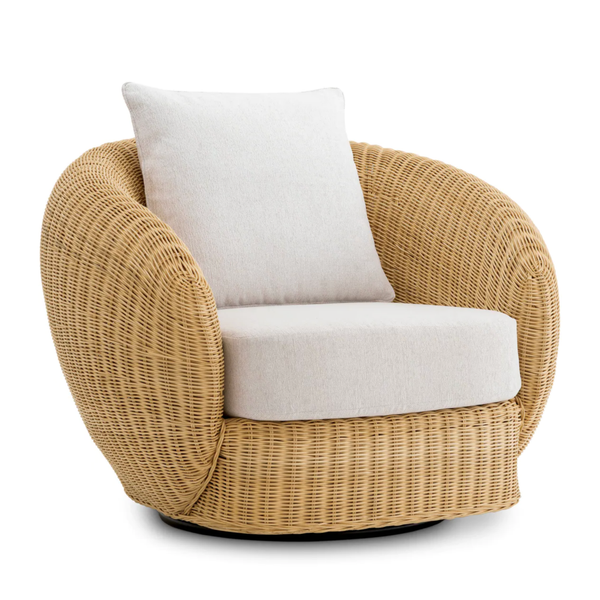 Rafael Swivel Chair - Rattan, 39.37" W x 36.22"D