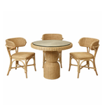 Tiago Ewan 31.5”W Bistro Dining Table Set w/Chairs, Rattan