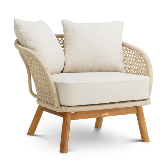 Trinity Outdoor Chair - Viola Sand/Natural Teak, 35.43" W