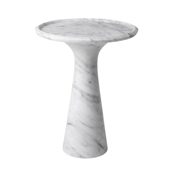 Pompano Low Side Table, Carrara marble, 18.31"Dia