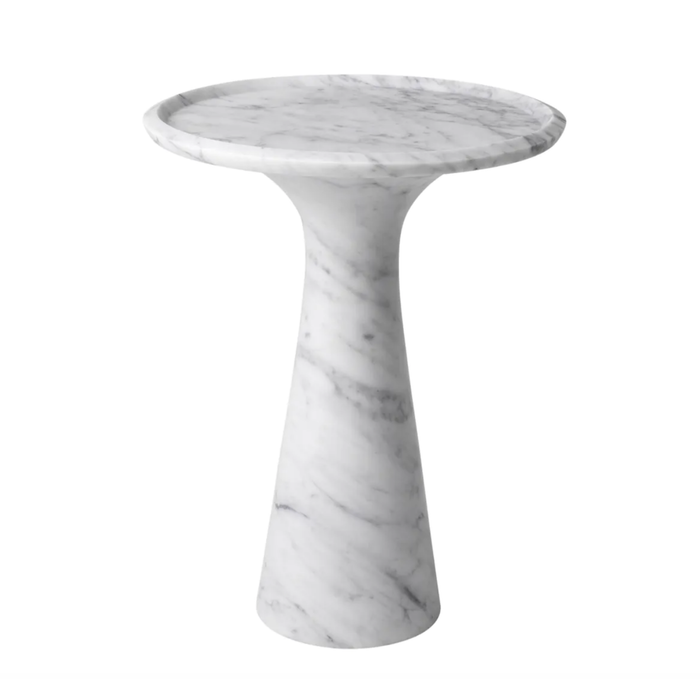 Pompano Low Side Table, Carrara marble, 18.31"Dia