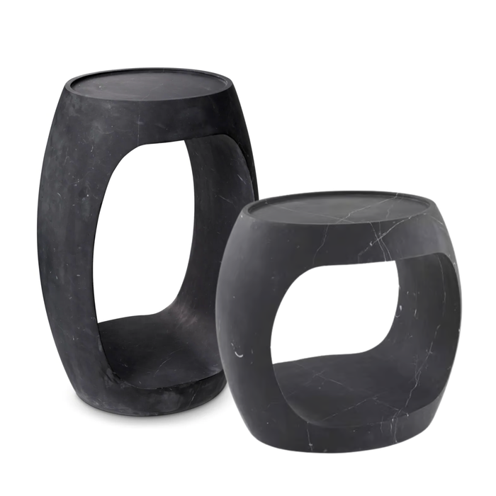 Clipper Side Table, Honed Black Marble, 2 Sizes