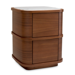 Cabana Nightstand - Walnut Veneer/Bianco Lilac Marble, 19.69"H