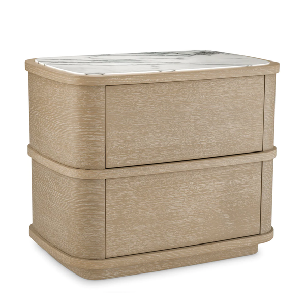 Cabana Nightstand - Washed Oak Veneer/Bianco Lilac Marble, 29.53"W