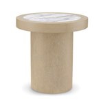 Presedio Side Table - Washed Oak Veneer/ Bianco Lilac Marble, 19.69"Dia