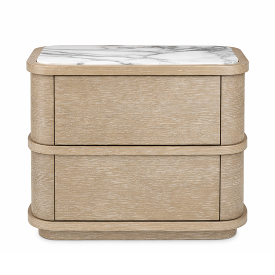 Cabana Nightstand - Washed Oak Veneer/Bianco Lilac Marble, 29.53"W