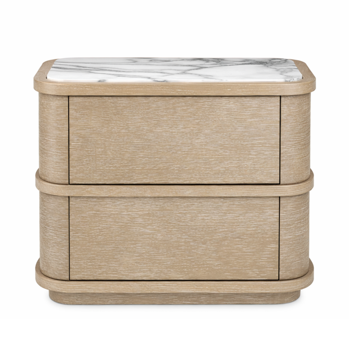 Cabana Nightstand - Washed Oak Veneer/Bianco Lilac Marble, 29.53"W