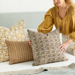 Aswan Toffee Linen Cushion, 14" x 22"