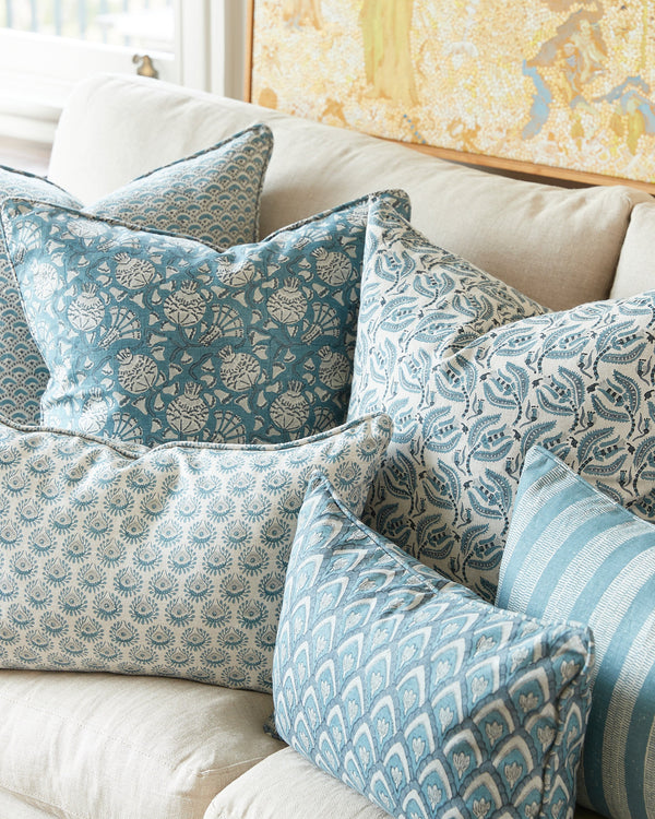 Broccato Mineral Linen Cushion, 22" x 22"