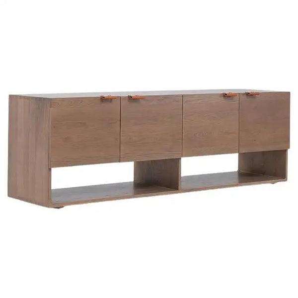 Cantor 67" Media Cabinet, Fawn/Umber/Brass