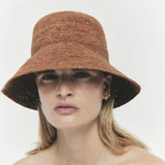 Felix Raffia Straw Chestnut Bucket Hat