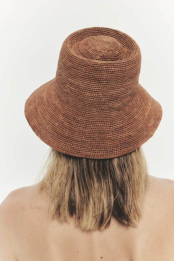 Felix Raffia Straw Chestnut Bucket Hat