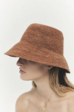 Felix Raffia Straw Chestnut Bucket Hat