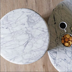 Eden Side Table, Light Oak, Marble, 21.7" Dia × 19.7"H