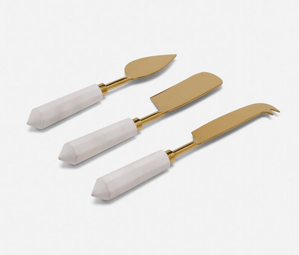 Priscilla White/Polished Gold Cheese Knives