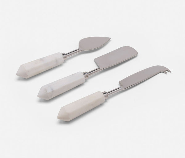 Priscilla White/Polished Silver Cheese Knives