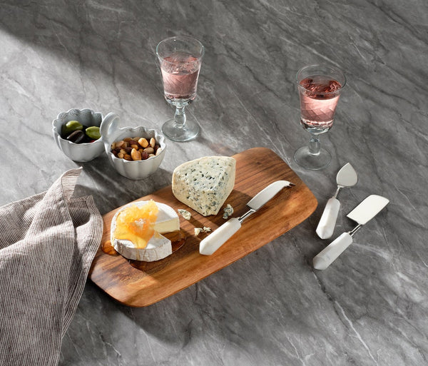 Priscilla White/Polished Silver Cheese Knives
