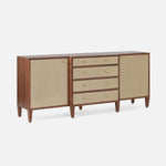Hillard Cabinet, Champagne Faux Canvas/Walnut Veneer, 80"L x 20"W x 34"H