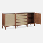 Hillard Cabinet, Champagne Faux Canvas/Walnut Veneer, 80"L x 20"W x 34"H