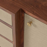 Hillard Cabinet, Champagne Faux Canvas/Walnut Veneer, 80"L x 20"W x 34"H