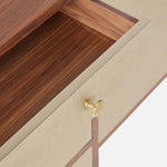 Hillard Cabinet, Champagne Faux Canvas/Walnut Veneer, 80"L x 20"W x 34"H
