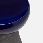 Loz Outdoor Side Table, Cobalt/Blackwashed Ceramic