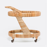 Lulu Bar Cart, Wrapped Rattan, 32"L x 18"W x 31"H