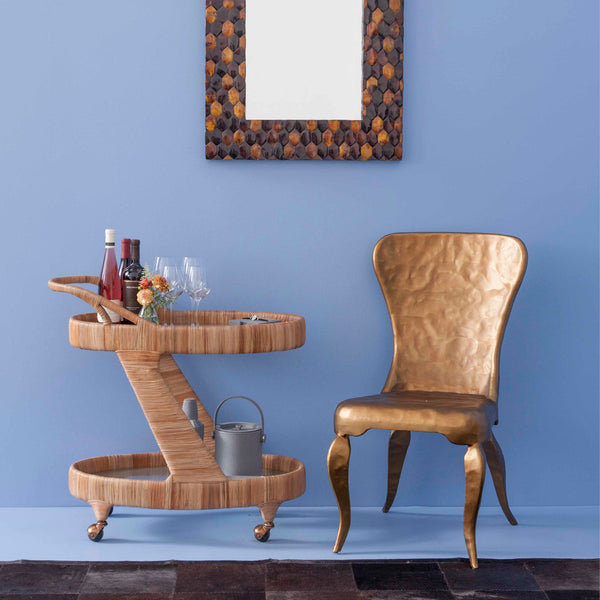 Lulu Bar Cart, Wrapped Rattan, 32"L x 18"W x 31"H