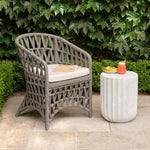 Uriah Outdoor Stool, White Reactive Ironstone, 14"Dia x 18"H