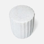 Uriah Outdoor Stool, White Reactive Ironstone, 14"Dia x 18"H